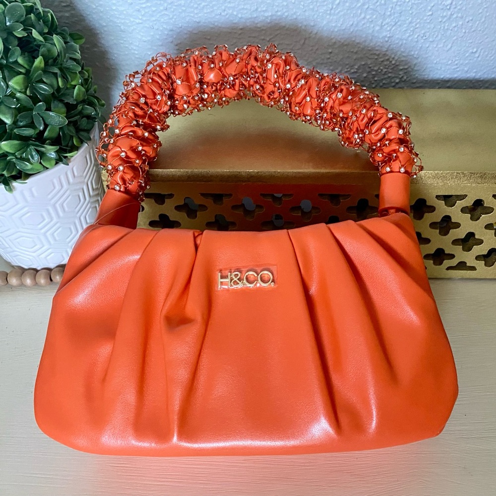 H&Co Orange hand bag with sparkly handled